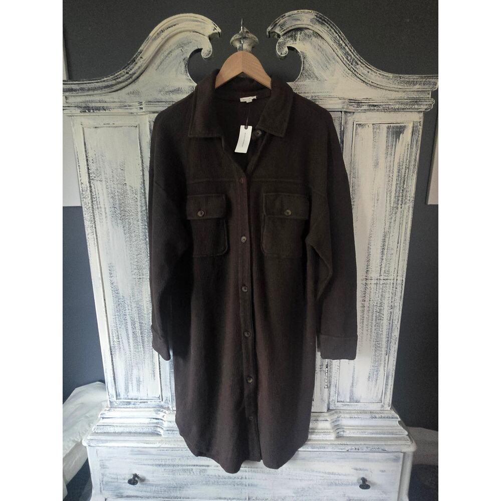 NWT Anthropologie Pilcro Duster Brown Shacket - Size Medium - Picture 4 of 4
